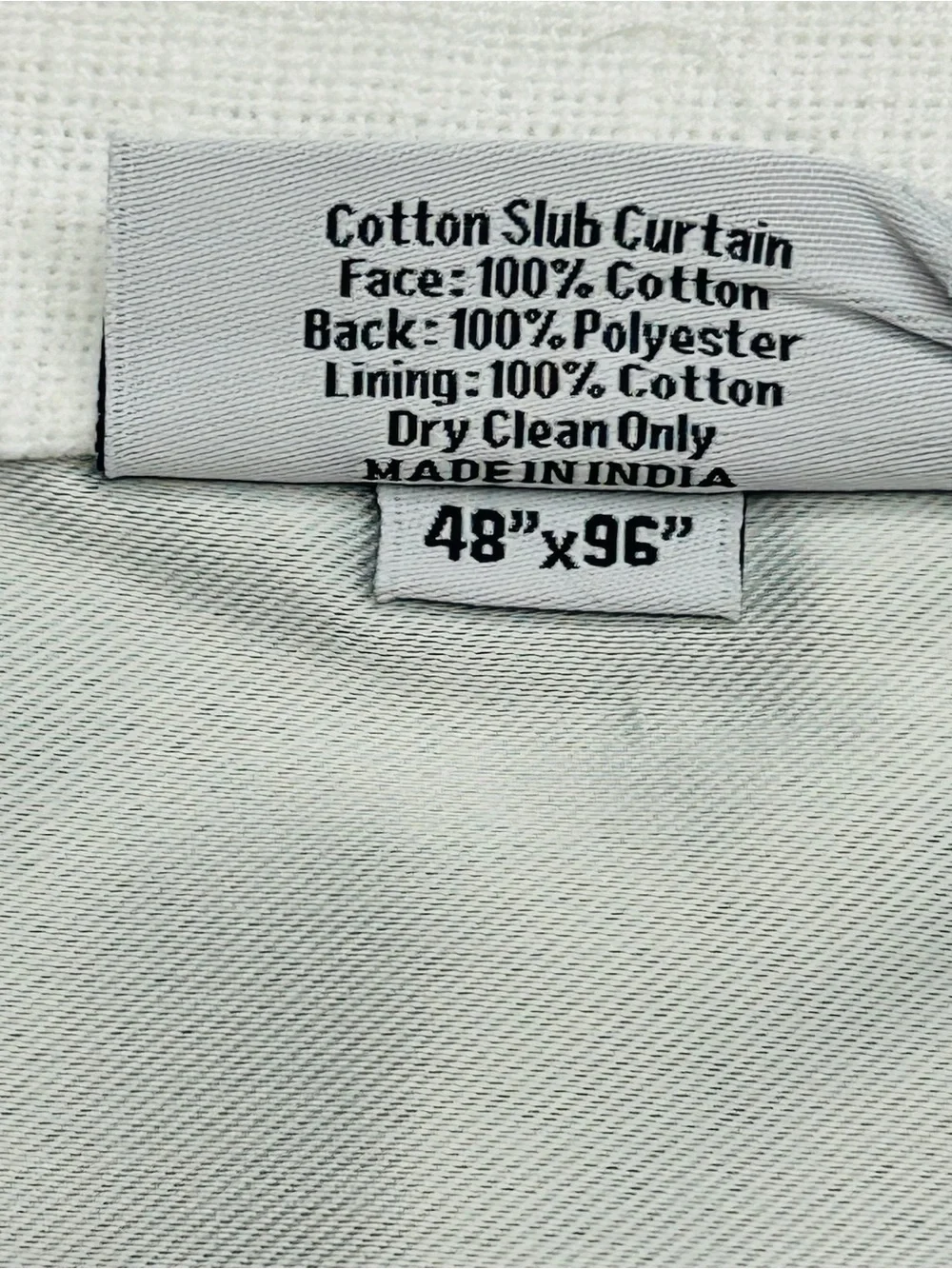 QUINCE Set Of 2 48x96 Cotton Slub Room Darkening Curtains White 9719